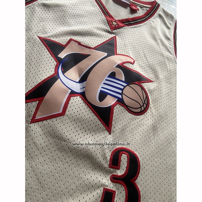 Maglia Philadelphia 76ers Allen Iverson No 3 Mitchell & Ness Bianco